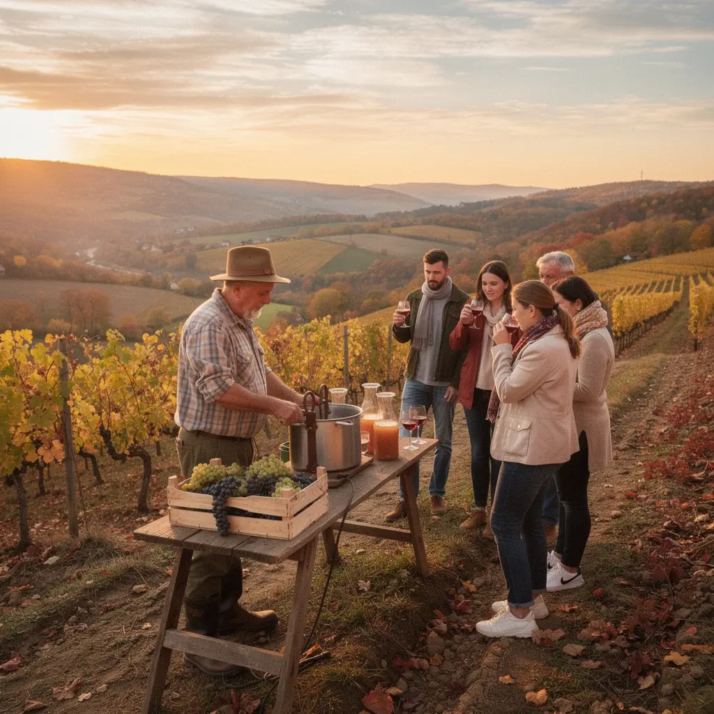 A panoramic view of the Slovak mountains adorned with colorful foliage during the peak of autumn.